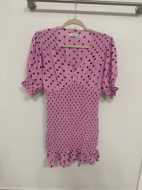 Faithfull the Brand Medium Pink Polka Dot Dress Pullover